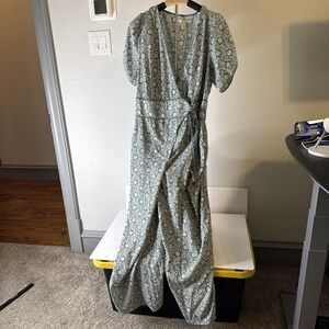 Anthropolgie Chelsea & Violet Women's Wide-Leg Floral Jumpsuit Green Size M